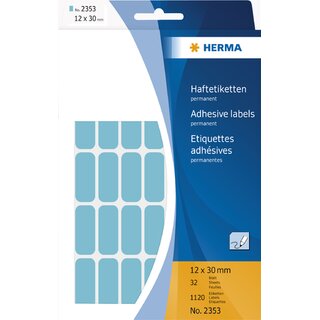 Haftetiketten Herma 2353 DP1, 12 x 30mm (LxB), blau, 1120 Stck