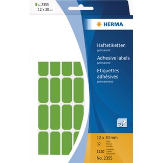 Haftetiketten Herma 2355 DP1, 12 x 30mm (LxB), grün, 1120...