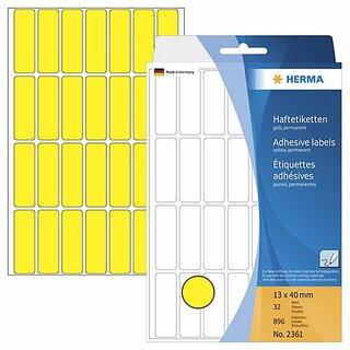 Haftetiketten Herma 2361, 13 x 40mm, gelb, 896 Stck