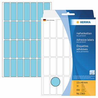 Universal-Etiketten Herma 2363, 13 x 40mm (LxB), blau, 896 Stck