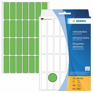 Universal-Etiketten Herma 2365, 13 x 40mm (LxB), grn, 896 Stck