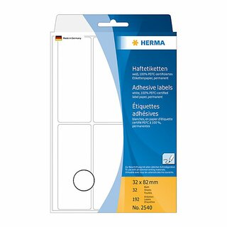 Universal-Etiketten Herma 2540, 32 x 82mm (LxB), wei, 192 Stck