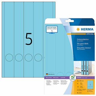 Ordner-Etiketten Herma 5133, lang / schmal, blau, 100 Stck