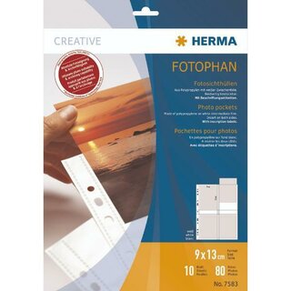 Herma Sichthüllen A4 fotophan weiß 9x13cm hoch 10 Stück
