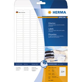 Inkjet-Etiketten Herma 8830, 25,4 x 8,5mm (LxB), wei, 5600 Stck