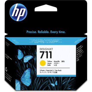 Tintenpatrone HP CZ136A - 711, Inhalt: 29 ml, gelb, 3 Stück