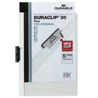 Klemmmappe Durable Duraclip 2213, A4, Fassungsvermgen: 30 Blatt, wei