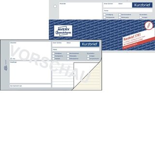 Kurzbrief Avery Zweckform 1741, 1/3 DIN A4, selbstdurchschreibend, gelb, 2x40 Bl