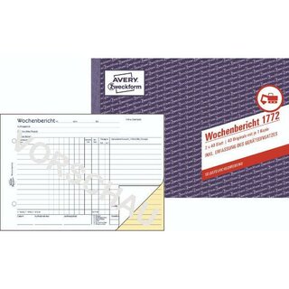 Avery Zweckform 1772 Wochenbericht, A5 quer, selbstdurchschreibend, 2 x 40 Blatt