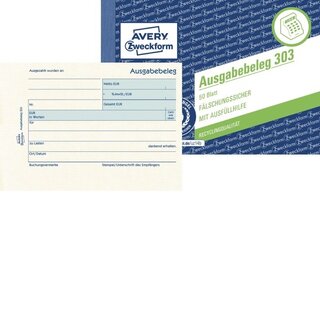 Ausgabenformular Avery Zweckform 303, m Dokumentendruck, A6 quer, gelb, 50 Blatt