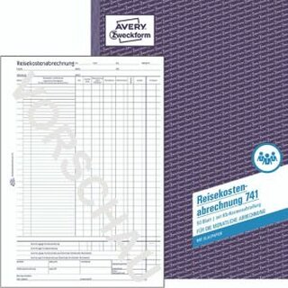 Reisekostenabrechnung Avery Zweckform 741 , monatlich, A4, mit Blaupapier, 50Bl