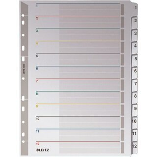 Leitz Zahlenregister wiederbeschr. A4 1-12 Mylar berbr.