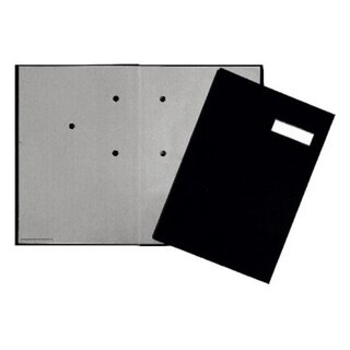 Unterschriftsmappe, Leinen, A4, 5 Fächer, schwarz