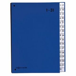Pultordner Pagna 24329, Tabs 1-31, PP-kaschierter Einband, blau