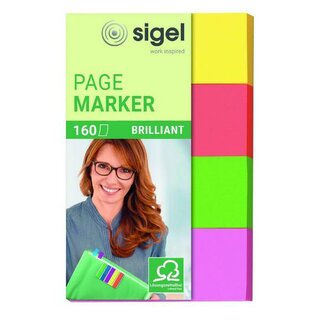 Haftmarker Sigel HN630, 4-farbig, 50 x 80mm, sortiert, 4 Stck