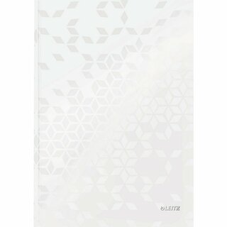 Notizbuch Leitz 4626 Wow, A4, kariert, glnzend laminiert, 80 Blatt, perlwei