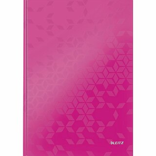 Notizbuch Leitz 4626 Wow, A4, kariert, glänzend laminiert, 80 Bl, pink metallic