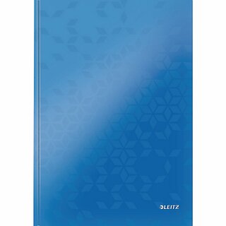 Notizbuch Leitz 4626 Wow, A4, kariert, glnzend laminiert, 80 Bl, blau metallic