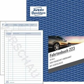 Fahrtenbuch Avery Zweckform 223, steuerlicher km-Nachweis, A5 hoch, weiß, 40 Bl