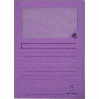 Fenstermappe Exacompta 50101E, DIN A4, Karton (RC), violett, 100 Stck