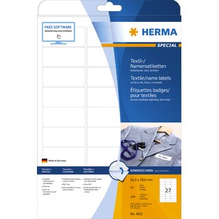 Etiketten Herma 4511, 63,5 x 29,6 mm (LxB), wei, 540 Stck