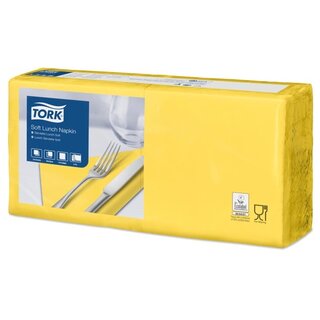 Servietten Tork 18343, Maße: 33 x 33cm, 3lagig, gelb, 150...