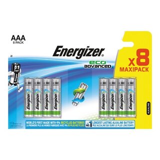 Batterie Energizer 638900, Micro, LR03/AAA, 1,5 Volt, ECO, 8 Stck