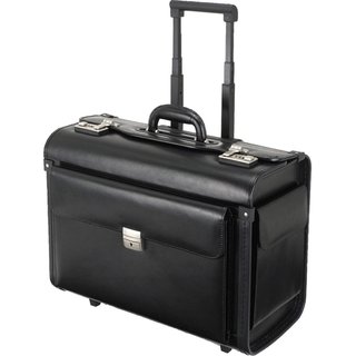 Pilotenkoffertrolley, SILVANA, Leder, 49 x 25 x 40 cm, schwarz