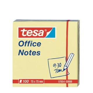 Haftnotizen Tesa 57654 Office Notes, 75x75mm, 100 Blatt, gelb