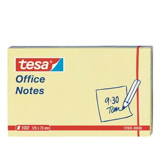 Haftnotizen Tesa 57655 Office Notes, 125x75mm, 100 Blatt, gelb