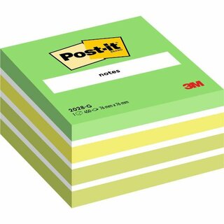 Haftnotiz-Wrfel 3M Post-it 2028G, 76x76mm, 450 Blatt, grn/wei