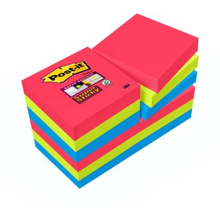 Haftnotiz Super Sticky, 48 x 48 mm, 3farbig sortiert, 90 Blatt