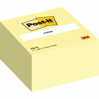 Haftnotiz-Wrfel 3M Post-it 636B, 76x76mm, 450 Blatt, gelb