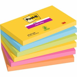 Haftnotizen Post-it Super Sticky 6556SR, Carnival, 127x76mm, 6x90 Blatt, farbig