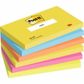 Haftnotizen Post-it 655TFEN, 127 x 76 mm, 6 Blcke  100 Blatt, farbig sortiert