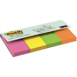 Haftmarker Post-it Page Marker 670-4N, 20 x 38 mm, 4 x 50 Blatt, farbig sortiert