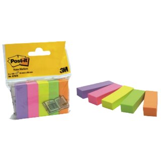 Haftmarker Post-it Page Marker 670-5, 15 x 50 mm, 5 x 100 Blatt, farbig sortiert