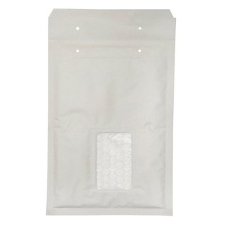 Luftpolster-Versandtasche mit Fenster Farbe: weiß Aussenmaß:200x275mm mit Haftklebung + Lochung für Klammern