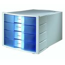 Schubladenbox HAN 1012, 4 Schubladen, grau/transparent blau