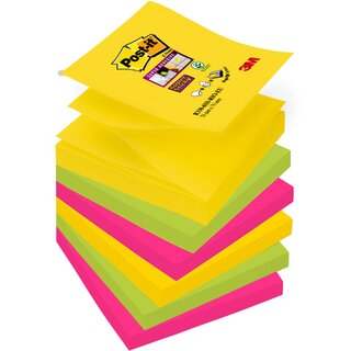 Haftnotiz Super Sticky Z-Notes, 76 x 76 mm, 4farbig sortiert, 90 Blatt