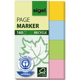 Haftmarker Recycle, 50 x 20 mm, 4farbig sortiert, 4 x 40 Blatt