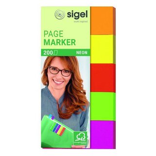 Haftmarker Sigel HN650, 5-farbig, 50 x 20mm, neon