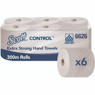 Handtuchrolle Scott 6626, Control Extra Strong, 1-lagig, 304m wei, 6 Rollen