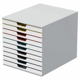 Schubladenbox Durable 763027 Varicolor, 10 Schubladen, A4, weiß/bunt