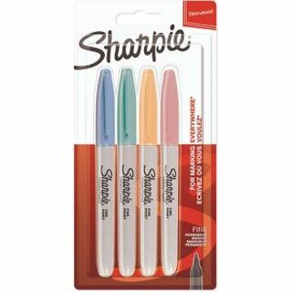 Sharpie Perm.Marker Rd.sp. 0,9 past-Fb 4St,je1x bl/gn/or/pi Blister