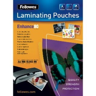 Laminiertaschen Fellowes 53061, A4, 80 Micron, 100 Stück
