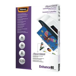 Laminiertaschen Fellowes 54400, A4, 80 Micron, 100 Stück