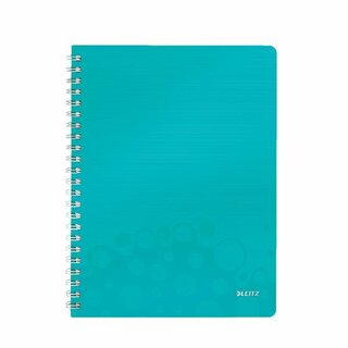 LEITZ WOW WIREBOUND NOTEBOOK PP COVER A4 SQUARED 5X5 ICE BLUE