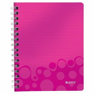 LEITZ WOW WIREBOUND NOTEBOOK PP COVER A5 RULED PINK