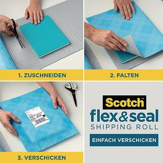 3M&trade; Scotch Flex &Seal Versandrolle blau 38cm x 6m